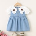 thumbnail image 7 of Amidoa Girls Summer Dresses A-Line Short Sleeve Solid Color Dresses Kids Casual Sundress Light Blue Size 2T, 7 of 7