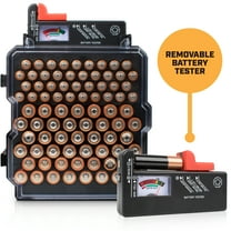 Livin' Well 83 Slot Battery Storage Case with Tester (Batteries Not Included)