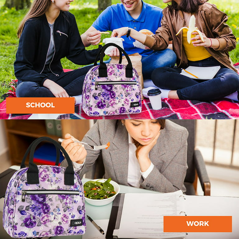  OPUX Insulated Dual Compartment Lunch Bag, Box for Women Men,  Soft Cooler Bag Leakproof Adult Work Office, Large Tote Pail Kid Boys Girls  School, Reusable Beach Travel Picnic, Purple: Home 