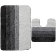thumbnail image 1 of Bathroom Rugs Set 2 Piece, Non Slip Microfiber Bath Mat with U Shaped Toilet Rug, Beach Themed Soft Plush Shower Mats for Bathroom Tub, (20 x 32 Plus 20 x 20 inches U, Grey) Gradient Grey -, 1 of 6