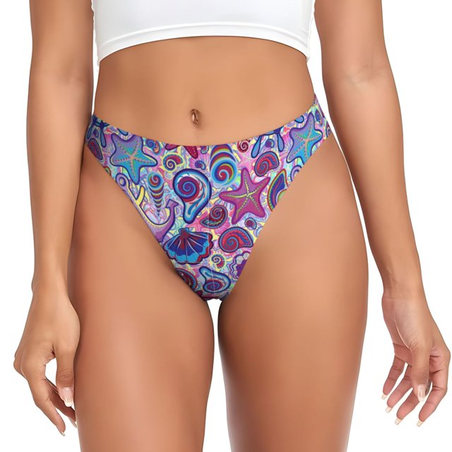 Balery Cute Nautical Tangas de Algodón para Mujer con Estampado – Ropa Interior Sexy, Transpirable, G-string-X-Large