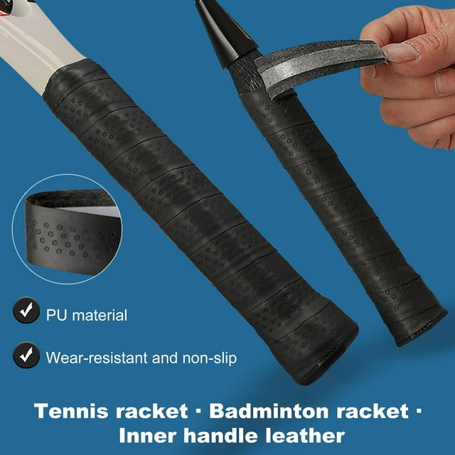 Meileang Tennis Racket Grip Tape Faux Leather Self-adhesive Great Stickiness Anti-slip Racket Protection Sleeve Pattern Dots Greater Friction Shockproof Absorbs Sweat Racquet Baseball Bat Grip Tape