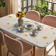 thumbnail image 3 of Spring Easter Table Cloths for 4 Foot Rectangle Tables, Cute Rabbits Eggs Bow Daisy Tulips Plants Beige Patio Waterproof Elastic Fitted Tablecloths, Washable Rectangular Table Cover for Camping, 3 of 8