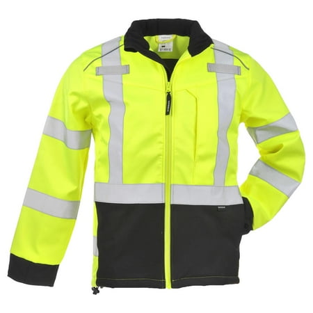 

SAFEGEAR Type R Class 3 Softshell Jacket - 2XL - Lime Green/Yellow & Black High Visibility Jackets for Men or Women - ANSI/ISEA Compliant - J. J. Keller