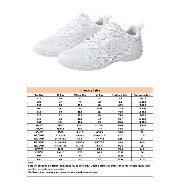 Woobling Femmes Confort Dentelle Up Cheerleading Chaussure Danser  Antidérapant Ronde Orteil Danse Sneakers Léger Cheer Chaussures Blanc 11.5C