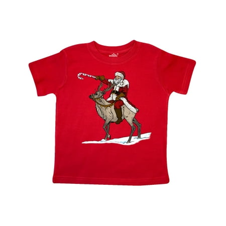 

Inktastic Christmas Santa Riding Reindeer Gift Toddler Boy or Toddler Girl T-Shirt