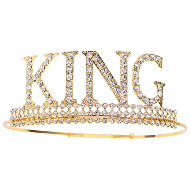 KAKOWELY Corona de cumpleaños de rey para hombre y niño, corona de diamantes de imitación, corona de cumpleaños, corona de cosplay, tocado