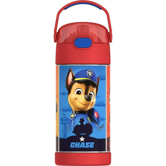 Thermos Kids Bouteille d'eau isolée sous vide avec paille rabattable, 355 ml, Paw Patrol