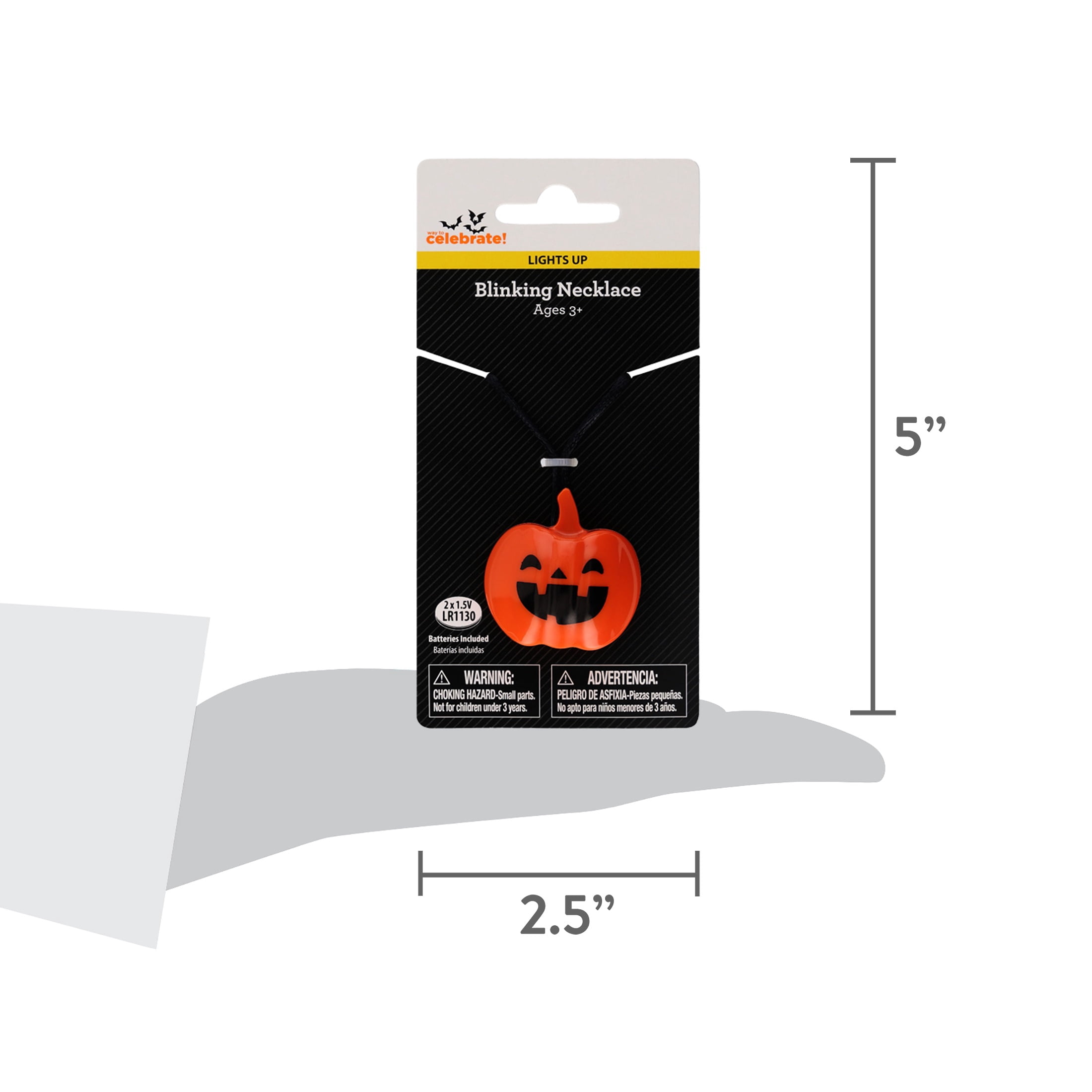 Light-Up Blinking Pumpkin Necklace, Orange, Halloween by Way To Celebrate