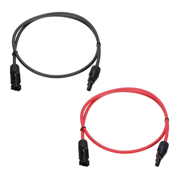 Uxcell 1 Pair Solar Panel Extension Cable, 10AWG 1000V Male to Female Waterproof Solar Extension Wire, Solar Panel Cable for RVs, Solar Panels, Photovoltaic Systems, Black&Red 3.3ft