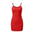thumbnail image 3 of Womens Sleeveless Bodycon Dress Spaghetti Strap Backless Cami Dresses Round Neck Slim-Fit Club Mini Dress Red, XL, 3 of 5
