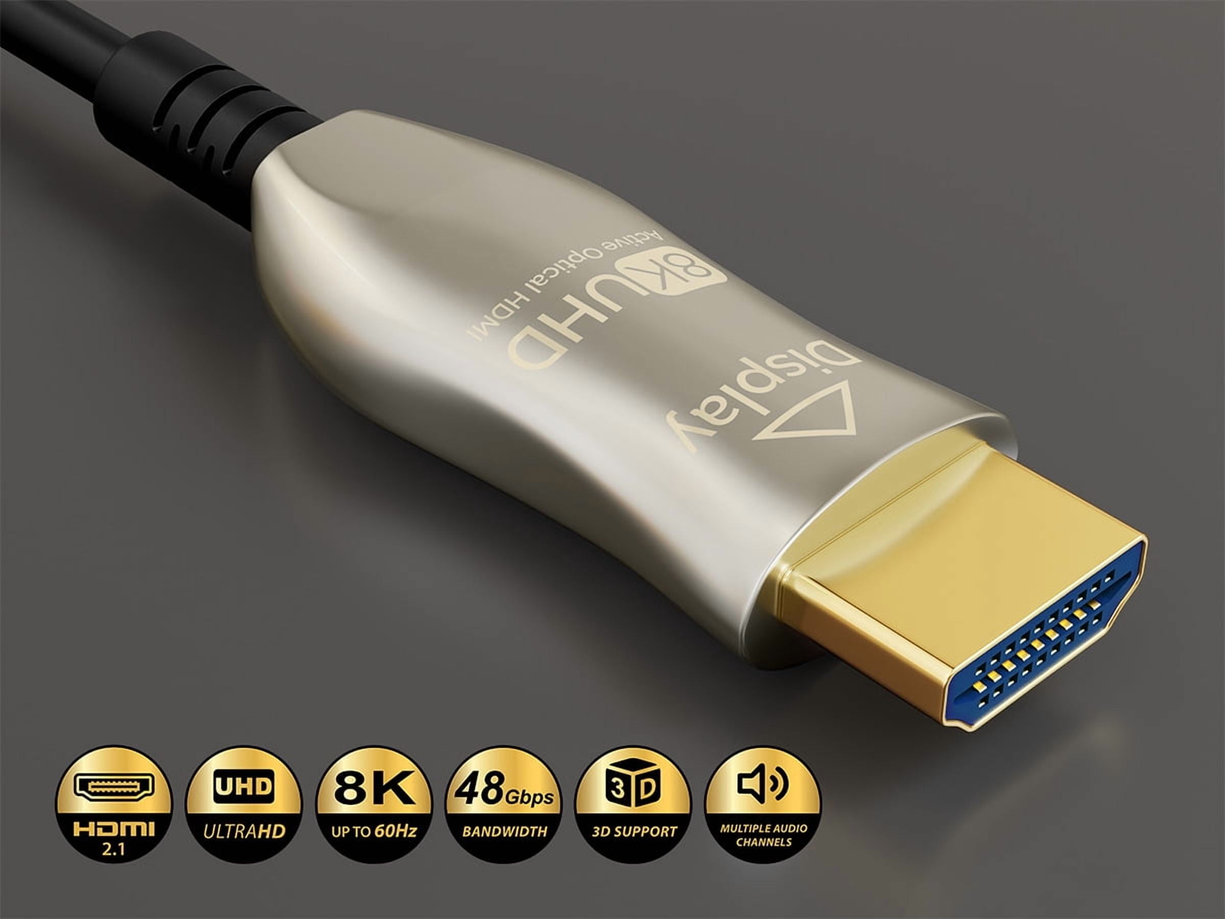 Cable Leader 75ft Ultra High Speed 8K HDMI Fiber Optic Cable (AOC), HDMI 2.1, Plenum Rated, 8K Support, UL, Black
