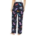 thumbnail image 3 of Uemuo Cartoon Dinosaur Pattern Women's Wide Leg Palazzo Lounge Pants with Pockets Light Weight Loose Comfy Casual Pajama Pants-X-Large, 3 of 9
