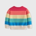 thumbnail image 4 of GYRATEDREAM Toddler Girls Cardigan Sweater Kids Uniform Tops Crew Neck Long Sleeve Rainbow Srtipe Sweaters 3-7 Years, 4 of 10