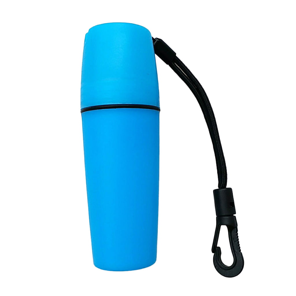Portable Durable Plastic Waterproof Dry Container Bottle with Lanyard Blue 