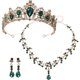 thumbnail image 3 of 1 Unidades Pretty Bride Crown Necklace Earring Set Elegant Jewelry Accesorios de vestido de novia Accesorio de vestuario para mujeres Mujer (Verde), 3 of 8