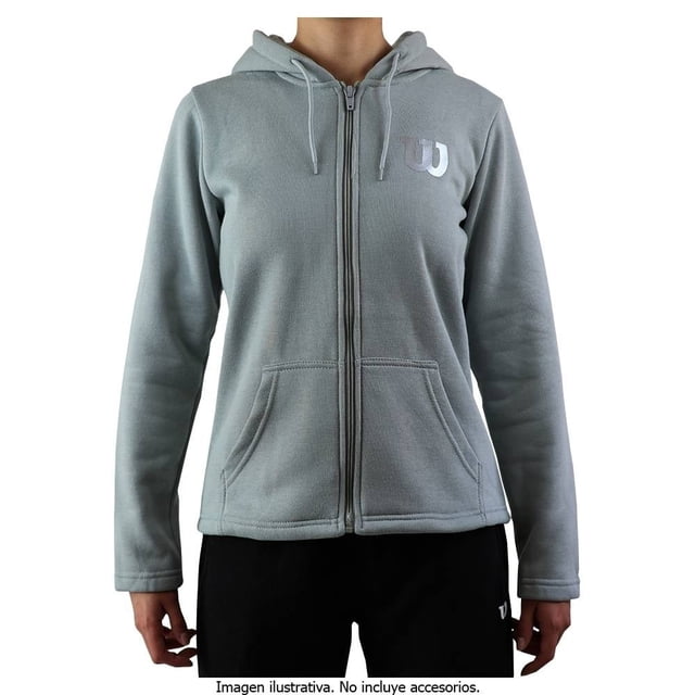 Sudadera Wilson Talla G Deportiva Abierta con Cierre y Capucha de French Gris Jaspe e