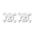 thumbnail image 2 of Skull and Cross bone Silver tone Metal Stud Pierced Earrings, 2 of 2