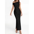 thumbnail image 5 of PRETTYGARDEN Womens Floral One Shoulder Maxi Dress Summer Spring Bodycon Ruched Side Slit Elegant Cocktail Party Dresses, 5 of 10