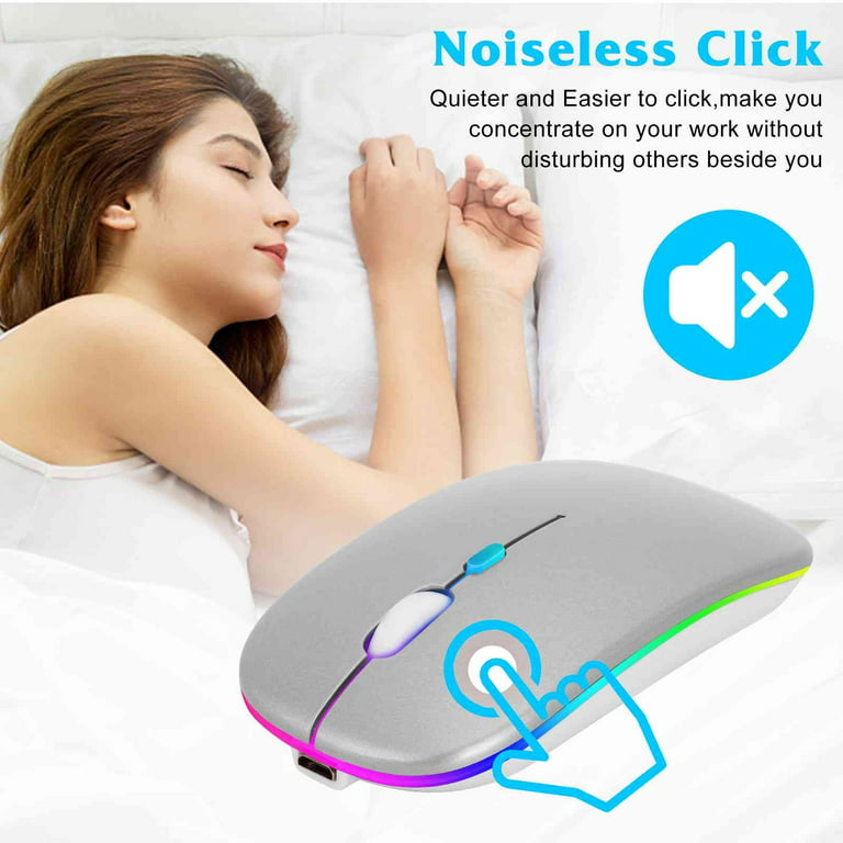 2.4GHz & Bluetooth Mouse, Rechargeable Wireless Mouse for Xiaomi Mi 10 Lite  5G Bluetooth Wireless Mouse for Laptop / PC / Mac / Computer / Tablet /  Android RGB LED Sky Blue 