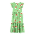 thumbnail image 4 of Babcutegg Summer Kids Short Shirt Dresses for Little Girls Skirts New Printed Round Neck Dress Green Size 8 Years, 4 of 5