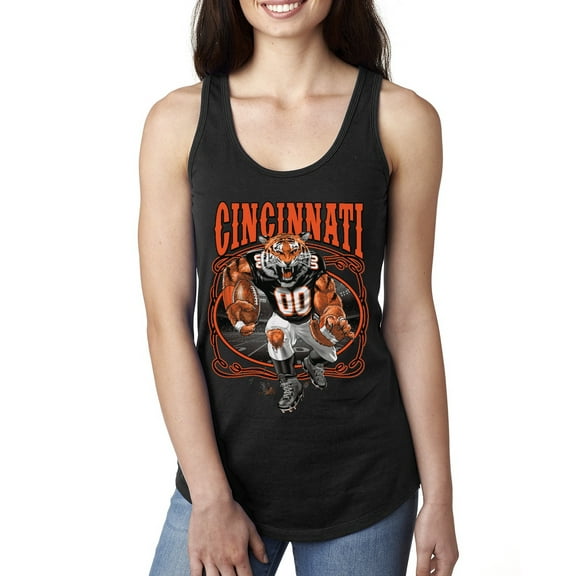 Wild Bobby Cincinnati Fan | CIN Fantasy Football Sports Women Racerback Tank Top, Black, Small