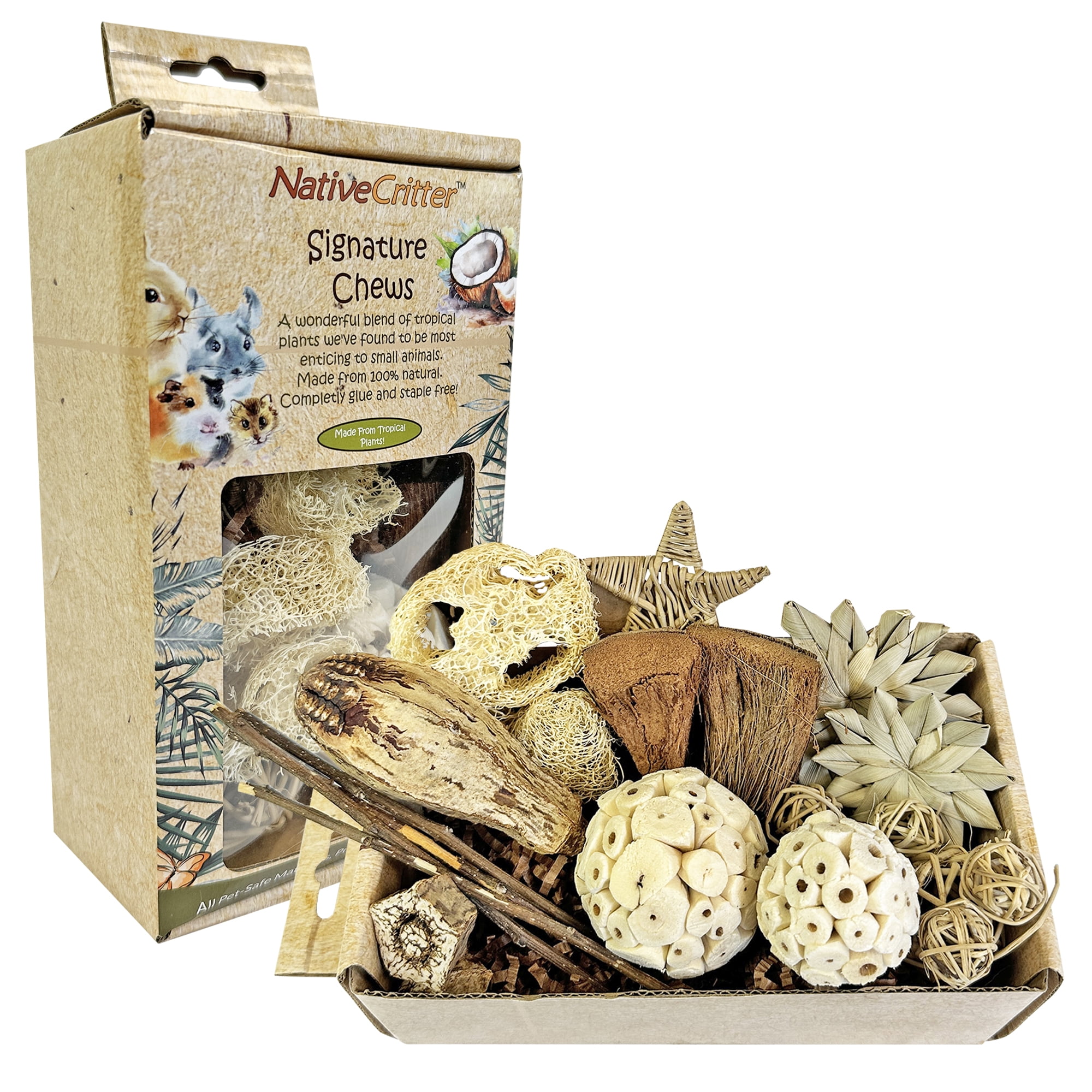 Signature Chew Value Pack - NativeCritter Natural Rattan Chews for Hamsters, Gerbils, Rabbits, Guinea pigs, Prairie Dogs, Chinchillas, Degus, Squirrels, Rats and other chewing small animals
