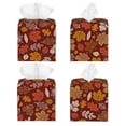 thumbnail image 2 of Lsque Autumn Warm Tone Maple Leaf Printed Tissue Box Cover Holder, Facial Paper Organizer Dispenser,Square with Bottom Belt, PVC Leather Decorative Organizer, 2 of 8