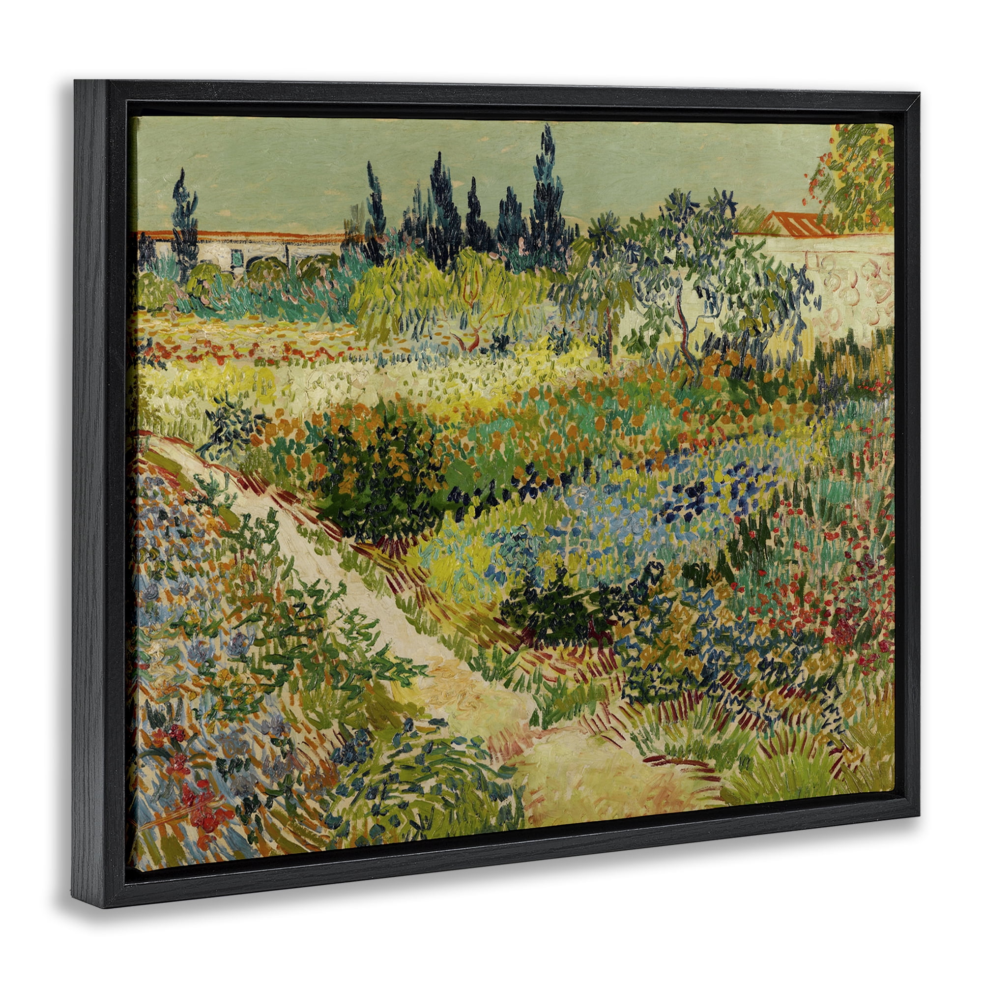 Stupell Industries Van Gogh Garden at Arles Landscape & Nature Painting Black Floater Framed Canvas Art Print Wall Art, 31 x 25