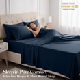 thumbnail image 6 of Lux Decor&nbsp;King&nbsp;Bed Sheets - 6 Piece Ultra-Soft Microfiber&nbsp;Sheets Set, Deep Pocket Fitted Sheet, Flat Sheet & 4 Pillowcases, Breathable Hotel Luxury, OEKO-TEX Certified, Navy Blue, 6 of 10