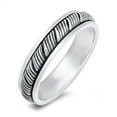 thumbnail image 1 of Fashion Grooved Woodgrain Ring .925 Sterling Silver Band Jewelry Female Male Unisex Size 8, 1 of 4