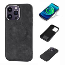 Compatible with MagSafe for iPhone 16 Pro Case, Luxury PU Leather Magnetic Cover , Shockproof Drop Resistant Protective Slim Phone Case Support Wireless Charging for iPhone 16 Pro, Black