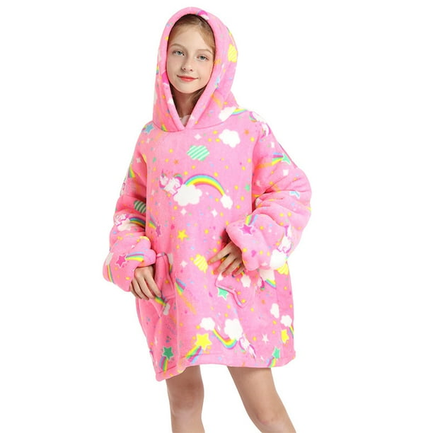 Comfy Wearable Oversized Hoodie Adult Kids Toddles Blanket_