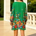 thumbnail image 5 of Summer Chiffon Dresses for Women Plus Size V Neck Pleasant Long Sleeve Floral Dress Holiday Wedding Guest Beach Party Swing Sundress S-3XL, 5 of 5