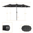 thumbnail image 4 of ACEGOSES 13x7.2Ft Large LED Double-Sided Rectangular Outdoor Patio Market Umbrella with Crank, Solar Panel, Black, 4 of 7