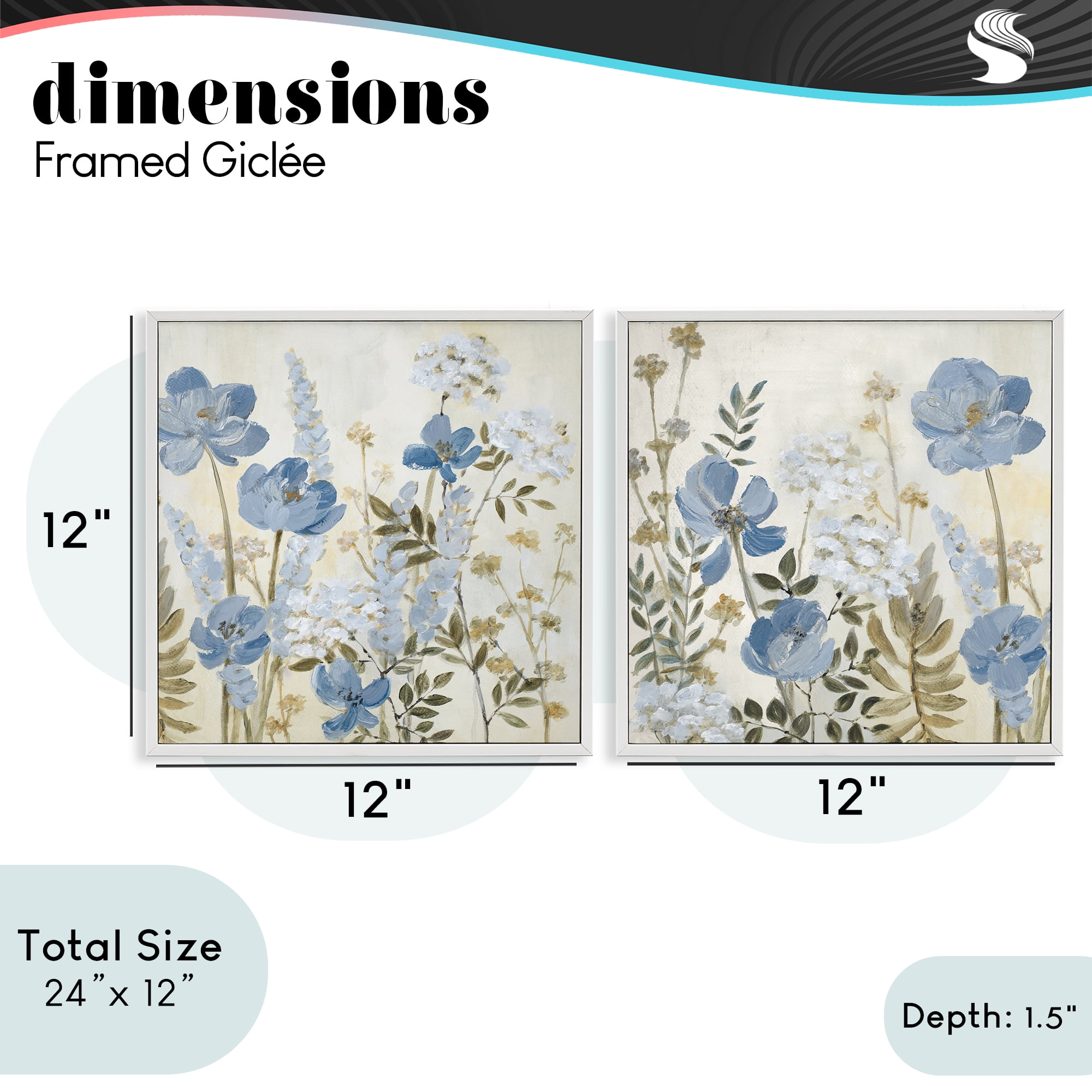 Stupell Industries Blue Peaceful Garden 2 Piece White Framed Giclee Art Set, design by Lanie Loreth