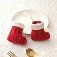 thumbnail image 5 of Christmas Silverware Organizer Red Knitted Christmas Stockings Knife and Fork Bags Christmas Tableware Holders for Home Table Decor, 5 of 6