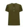 thumbnail image 4 of Kayannuo Blouses for Women Tee Shirts for Women Fashion Women's Casual Tops Solid Blouses Button Shirts Short Sleeve V Neck T-shirt, 4 of 5