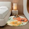 thumbnail image 3 of Retro Spring Floral Round Area Rug 3.3 FT, Non Slip Small Entryway Kitchen Mat, Watercolor Farmhouse Summer Flowers Washable Soft Circular Rug Non-Shedding Door Mat for Bathroom Playroom Kids Room, 3 of 9