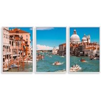 IDEA4WALL 3 Piece Framed Canvas Wall Art for Living Room, Bedroom Italy City Landscape Canvas Prints for Modern Home Decoration Ready to Hang