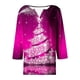 thumbnail image 5 of Fiudx Ofertas Flash Del Día Solo En Línea Camiseta Holgada de Manga 3/4 con Cuello En V y Estampado Navideño Informal a La Moda para Mujer, 5 of 5