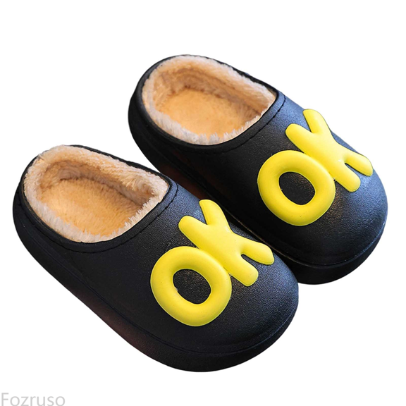 Fozruso Slippers For Kids Child Indoor And Outdoor Warm Shoes With Slip Design Cute And Stylish For Boys And Girls 2.5 13 Years,Girls Soft Plush Slippers Sizes 9 Little Kid(2.5-3.5 Years)