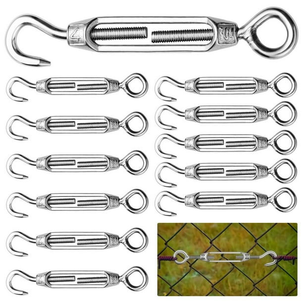 12 Piezas M4 Tensores Ganchos y Ojo para Tensión de Cable Tensores de Alambre de Acero Inoxidable 304 Tendedero de Cuerda de Tienda de Alambre de Puerta de Servicio Pesado Ajustable
