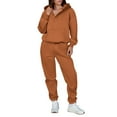 thumbnail image 2 of YOIAVAIOY Two Piece Sets for Women Jogging Matching Suit V Neck Hoodies and Elastic Waist Pants Casual Sports Outfits Stylish Track Suit Orange M, 2 of 10