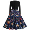 thumbnail image 4 of CEHVOM Robe Vintage Rockabilly Patchwork pour Femmes Robe de Fête de Noël avec Nœud, 4 of 8