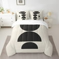 thumbnail image 2 of Manfei Geometric Circle 7-Piece Bedding Comforter Set,Abstract Aestheric Artwork King Bedding Sets,Beige Black Bed Sheets For Teens,Ultra Soft Home Decor Reversible, 2 of 8