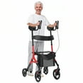 thumbnail image 1 of Maxkare Déambulateur à Roulettes Vertical avec Hauteur Réglable 5+3, jusqu'à 300 Lb, Déambulateur Debout Pliant avec Grandes Roues, Rouge, 1 of 10