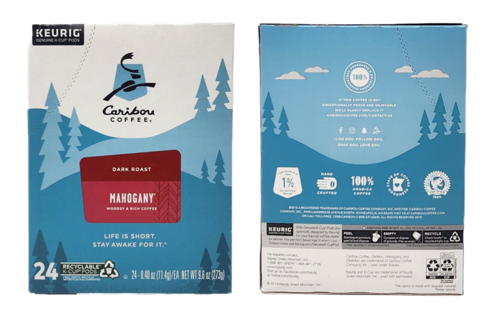 Caribou Coffee Mahogany Keurig Single-Serve K-Cup Pods, Dark Roast Coffee, 48 Count
