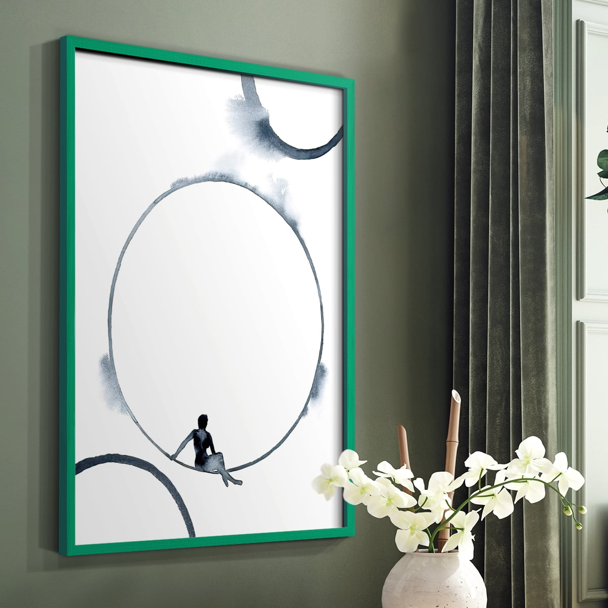 Woman in the Moon II Framed Print - Solid Wood in Single Picture Frame Solid Wood 2 Framed Print