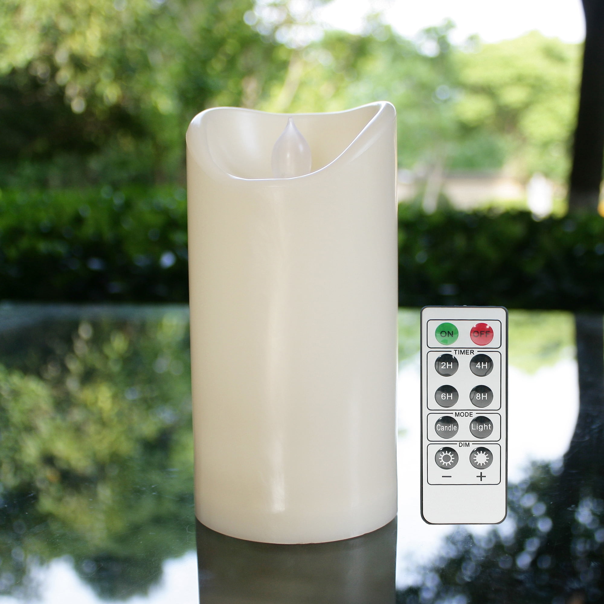 Flameless Outdoor Waterproof LED Pillar Candle with Remote Timer